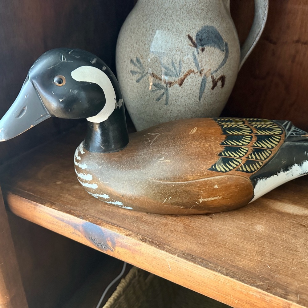 Vintage Handcrafted Wooden Decor Duck